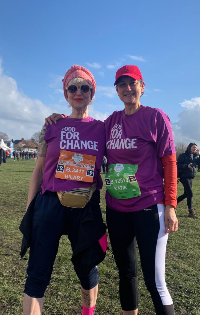 Katie with Hilary Cox Condron at the start of the 2022 Half Marathon